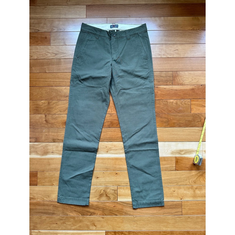 LL Bean Signature Mens Slim Straight Fit Olive Green Cotton Chino Pants 32x32